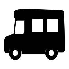 Silhouette of delivery truck or van with a vintage or classic look