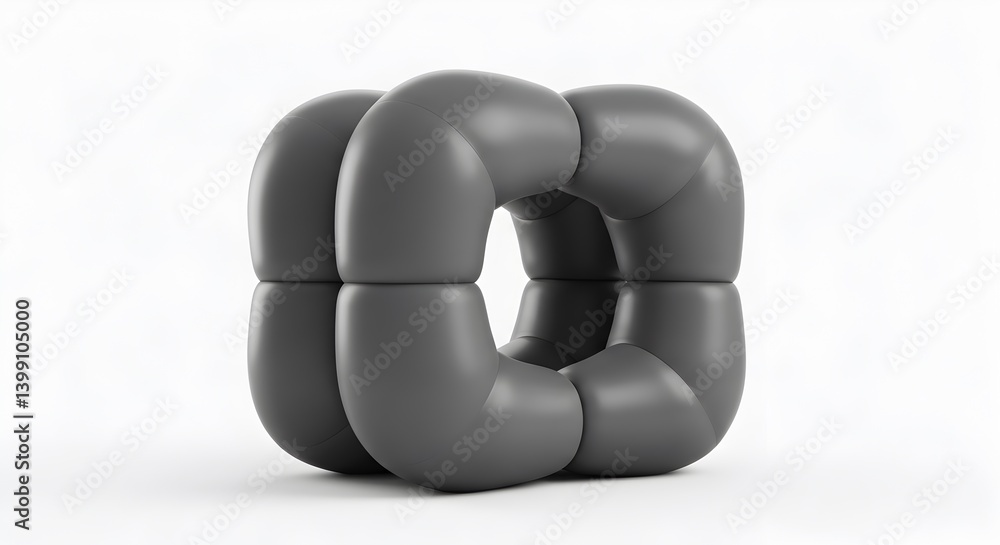 Aufkleber abstract gray interlocking rounded cubes seamless connection on white studio backdrop