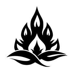 Abstract Fire Lotus: Black and White Vector Design Element