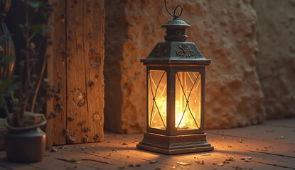 old lantern on the wall, Generative AI