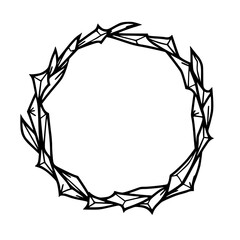 Geometric Thorn Circle: Black & White Line Art, Decorative Element