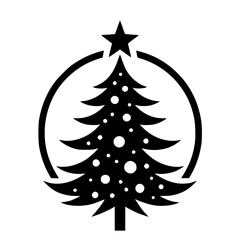 Fototapeta premium Minimalist Christmas Tree Icon: Black and White Holiday Design