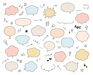 手描きのフレーム　手描き文字　矢印　セット　イラスト　ベクター　バリエーション　飾り　枠　線