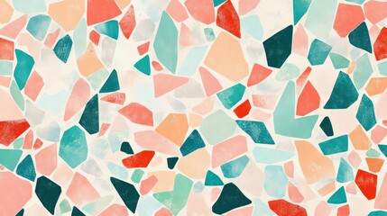 Pastel-colored low-poly geometric background featuring abstract polygonal shapes. Ideal for design, packaging, and web banners in soft coral, pink, green, mint, and blue tones.