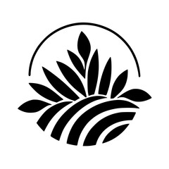 Minimalist Farm Logo: Wheat & Rolling Hills in Black and White