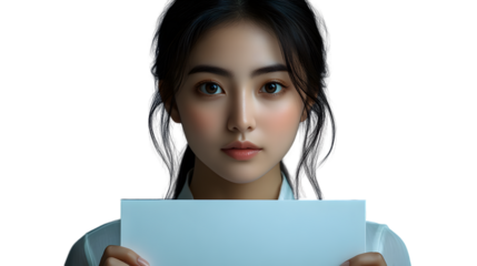 Person Holding a Blank Sheet of Paper Against a Dark Background