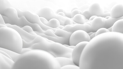 Fototapeta premium Abstract design of flowing white spheres and curves.
