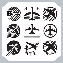 Flight Airplane Silhouettes Symbol Graphic for Modern Aviation Website Templates 