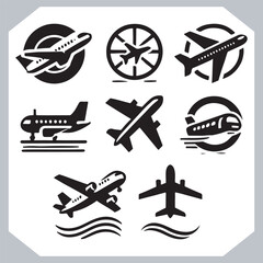 Airplane Silhouettes Icon Vector Design for Travel and Transport Websites 