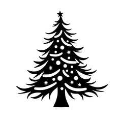Minimalist Black Christmas Tree Silhouette on White Background