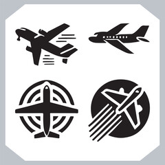 Small Private Airplane Silhouettes Icon Design for Travel Themed Interfaces 