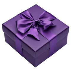 Purple gift box on transparent background