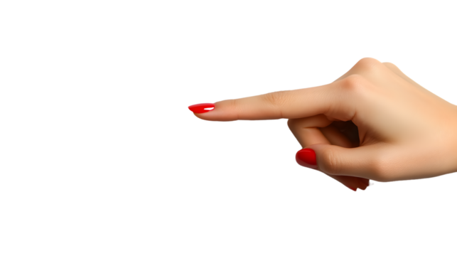 Pointing Hand Gesture with Red Nail Polish Ideal for Communication Direction and Emphasis