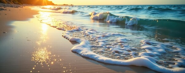 Ripples on the shore dance in the sunlight with the deep ocean's rhythmic beat, ocean, ripples
