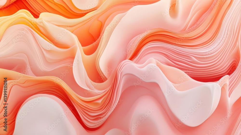 Aufkleber elegant abstract background featuring soft orange and pink waves in a warm color palette. high-resol