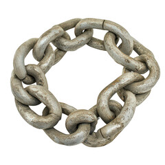 Obraz premium Heavy metal chain on a white background, showcasing its rugged texture and strength.