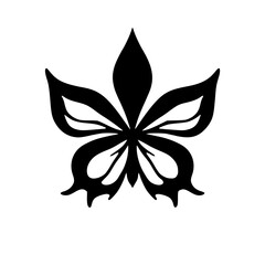 Elegant Silhouette: Stylized Butterfly or Flower, Black on White, Minimalist Design