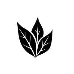 Minimalist Black Leaf Design on White Background