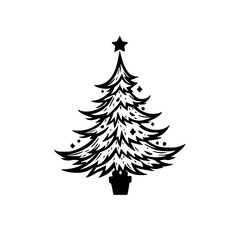 Minimalist Black and White Christmas Tree Illustration