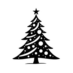 Black & White Christmas Tree Illustration: Minimalist Holiday Design