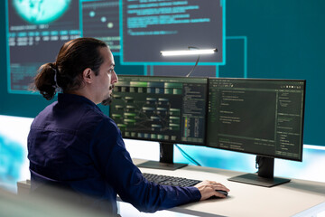 Governmental hackers exploiting network systems in high tech office, executing cyber operations for...