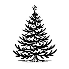 Black and White Minimalist Christmas Tree Vector