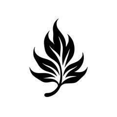 Elegant Black Leaf Silhouette on White Background
