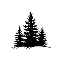 Silhouette of Three Evergreen Trees - Minimalist Vector Design
