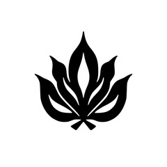 Black Stylized Leaf Logo on White Background, Minimalist Design