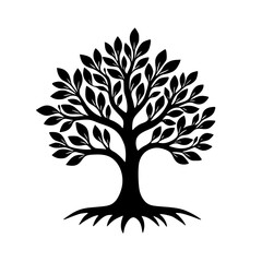 Fototapeta premium Elegant Black Tree Silhouette on White: Symbolism, Nature Design