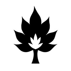 Black & White Leaf Silhouette Logo, Organic Minimalist Design