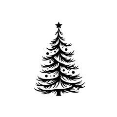 Silhouette Christmas Tree with Star, Minimalist Holiday Graphic