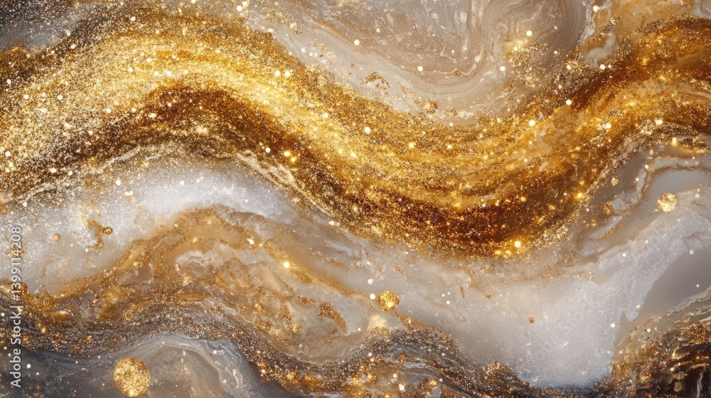 Aufkleber elegant abstract background featuring golden glitter and shimmering bokeh lights, creating a luxurio