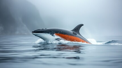 Obraz premium Majestic False Killer Whale in Misty Ocean