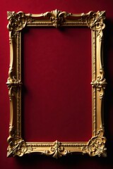 Ornate gold scroll frame with delicate filigree and gilded accents, placed on a velvet background , decorative, vintage