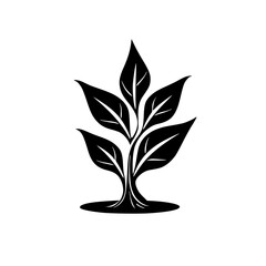 Minimalist Black Plant Logo on White Background