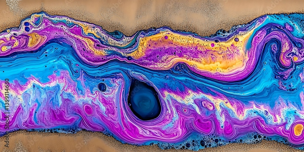 Aufkleber abstract fluid art with vibrant colors creating a mesmerizing pattern