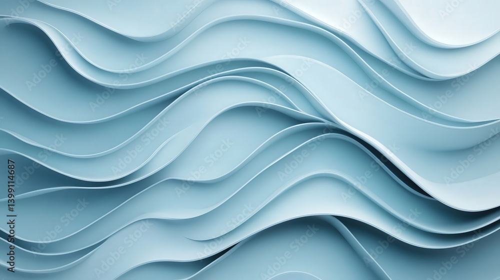 Aufkleber abstract light blue background featuring smooth, wavy lines in a minimalistic flat design. high-reso