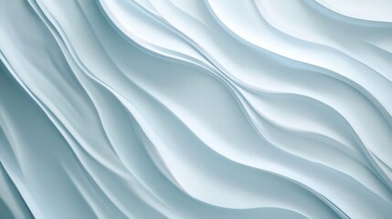 Obraz premium Abstract light blue background featuring smooth, wavy lines in a minimalistic flat design. High-resolution illustration with soft color blending and intricate details.