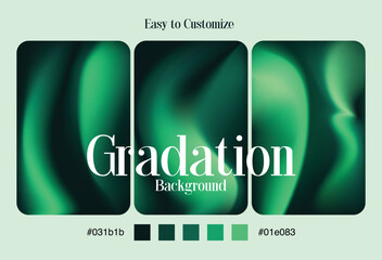 Deep Green Glow Gradation Background Set – Futuristic Fluid Abstract