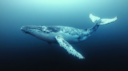 Fototapeta premium Majestic Humpback Whale Gracefully Swimming in the Deep Ocean
