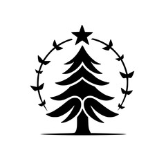 Fototapeta premium Minimalist Christmas Tree Logo: Black & White Festive Design