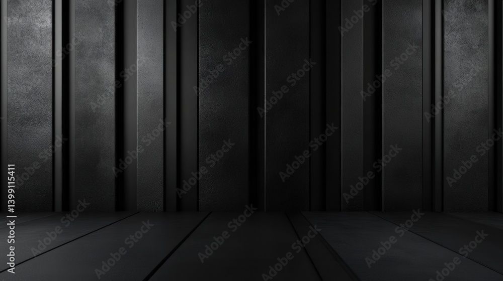 Poster abstract background featuring a concrete wall and dark gray metal panels in an empty room, ideal for