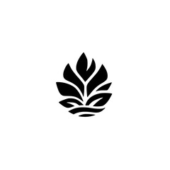 Minimalist Black and White Plant Logo: Nature, Growth, Modern Design.