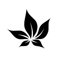 Elegant Black & White Leaf Silhouette, Minimalist Nature Icon