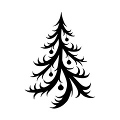 Fototapeta premium Minimalist Black Christmas Tree Silhouette, Modern Holiday Graphic