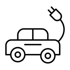 Electric Car  Vector Line Icon Design