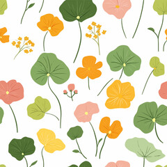 Nasturtium pattern.Exquisite vector floral patterns.