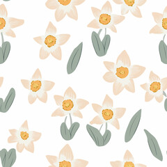 Narcissus pseudonarcissus pattern.Exquisite vector floral patterns.