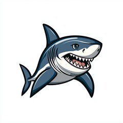 Fototapeta premium Cartoon illustration of a shark with open mouth and sharp teeth